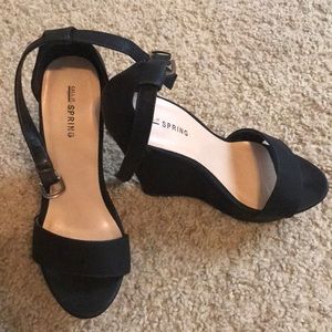 Black Platform Wedge Heels